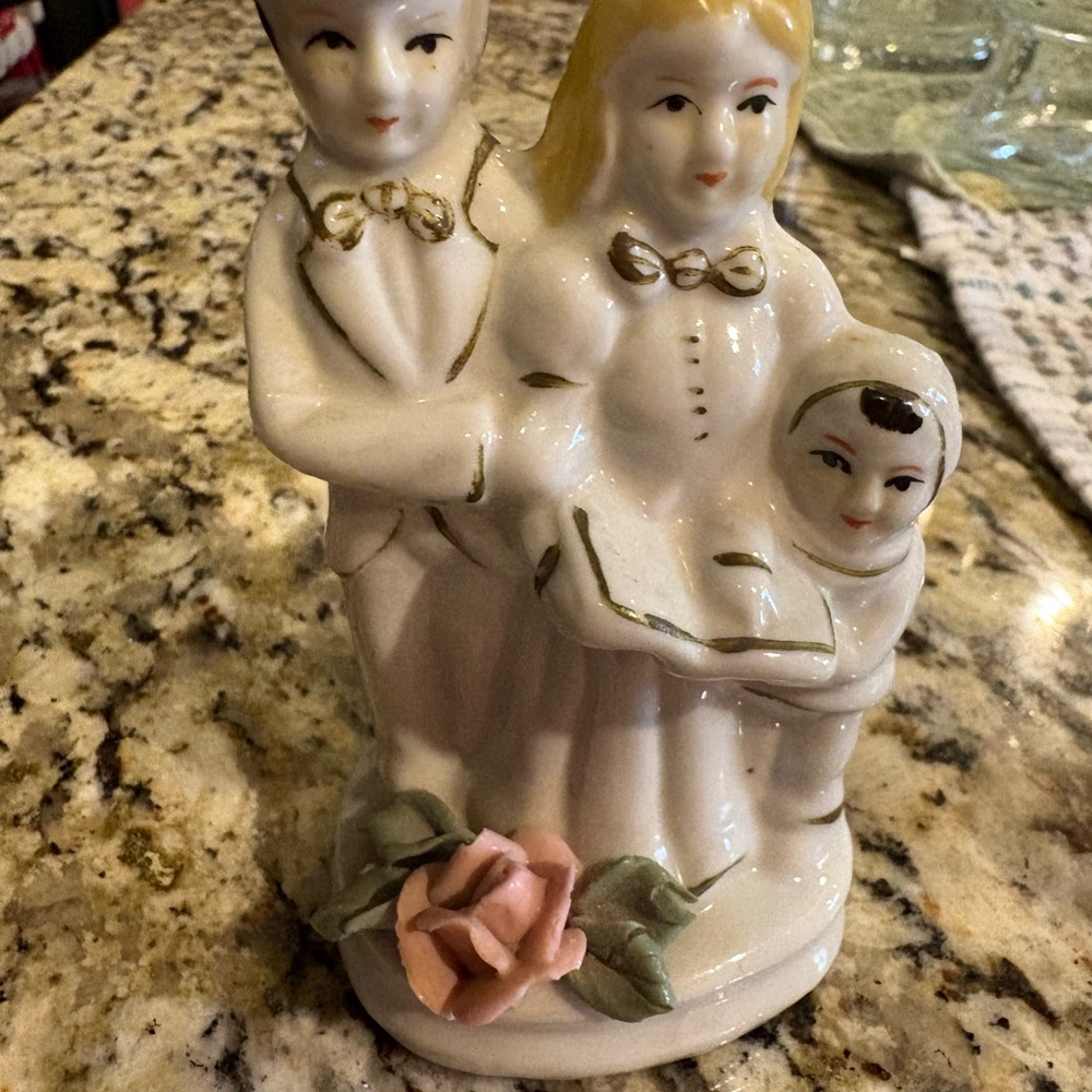 Vintage Bride and Groom porcelain figurine perfect condition Bride, groom, child